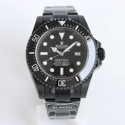 Rolex Deepsea 44mm 3135 Movement Black Face Black Band Men Watch